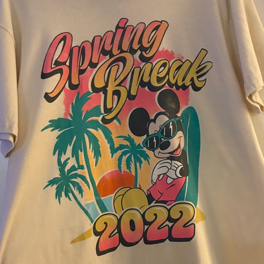 Disney Cream Spring Break T-Shirt with Mickey Mouse